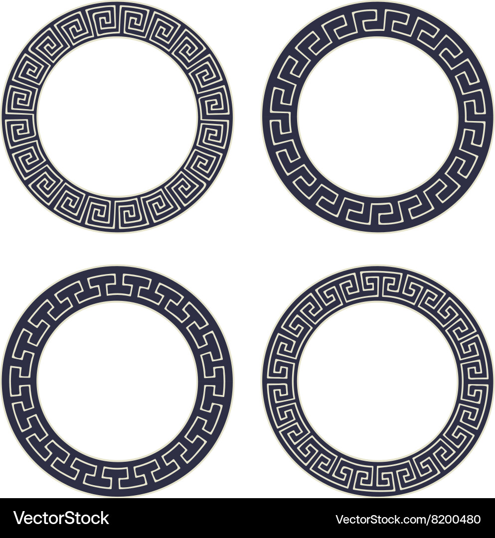 Set of four round meander frames Vector Image