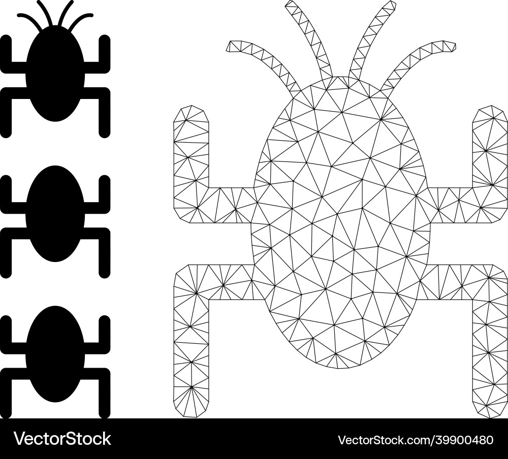 Web mesh bug tick icon and additional icons Web mesh bug tick icon and additional icons vector image