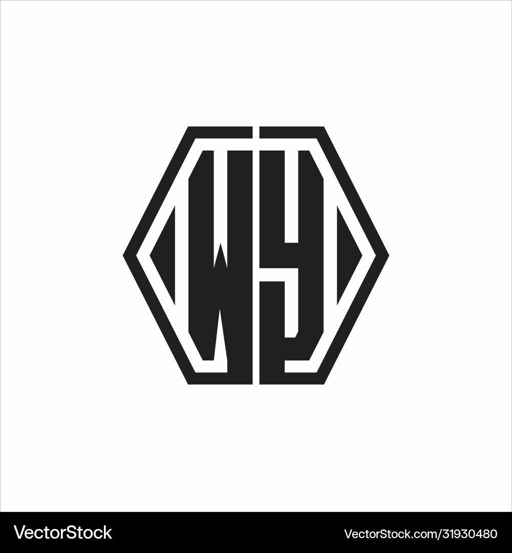 Wy logo monogram with hexagon line rounded design Vector Image