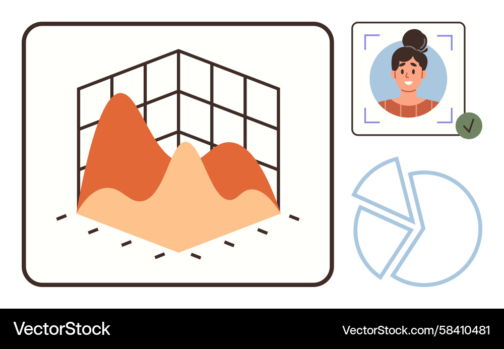 3D Graph Analytics Dashboard Vector Image