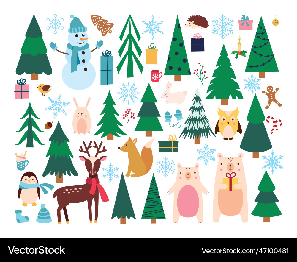 Big set with new year elements for design Vector Image