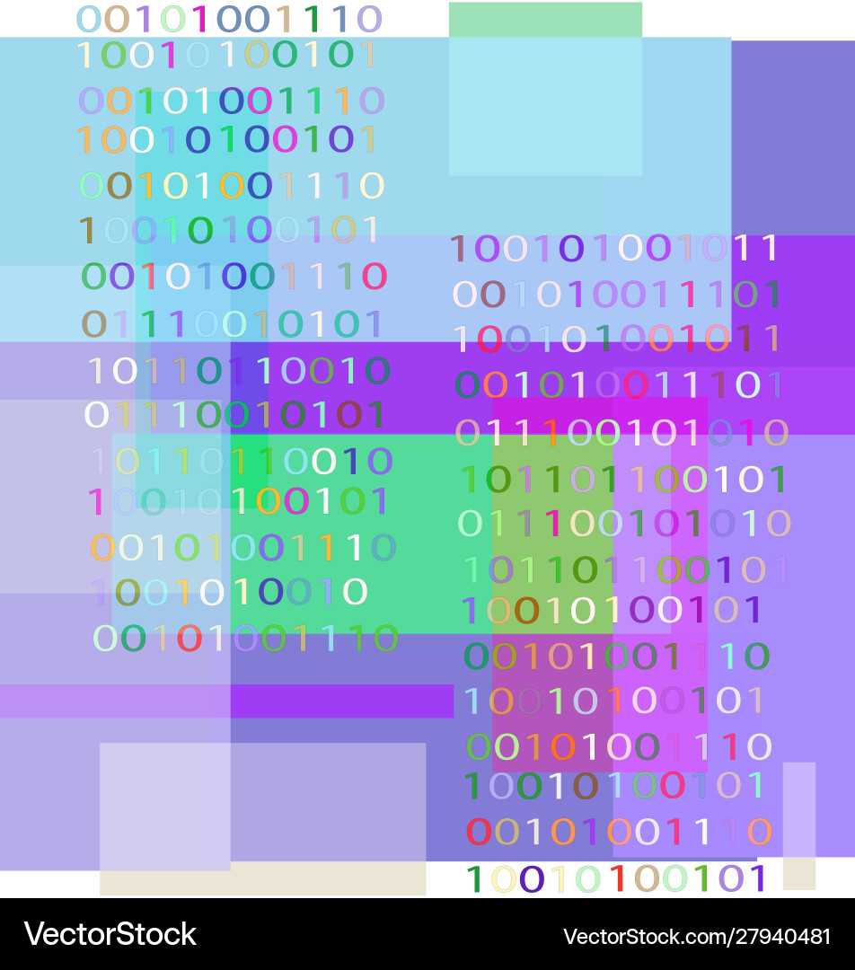 Binary code and geometric shapes vector image