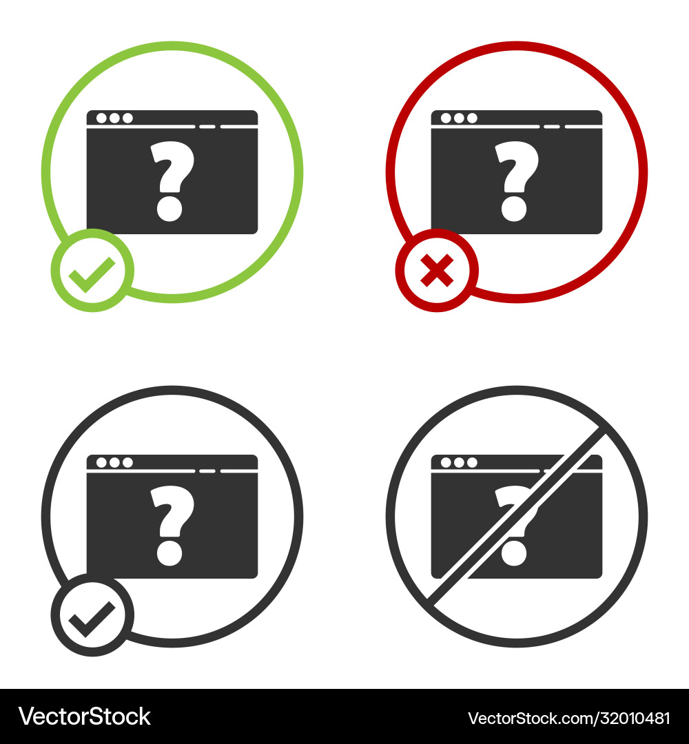 Black browser with question mark icon isolated Black browser with question mark icon isolated vector image