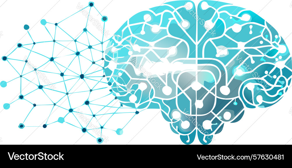 Brain with neural network abstract design vector image