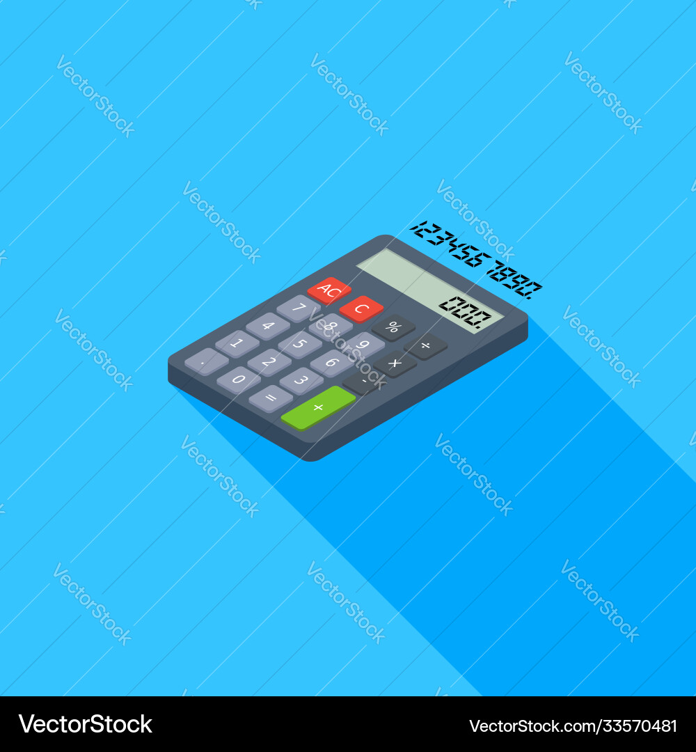 Calculator and digital number left view icon Calculator and digital number left view icon vector image