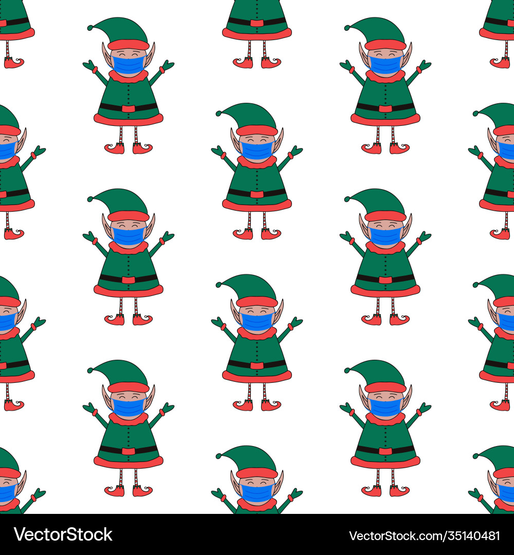 Christmas seamless pattern made from elf character Vector Image