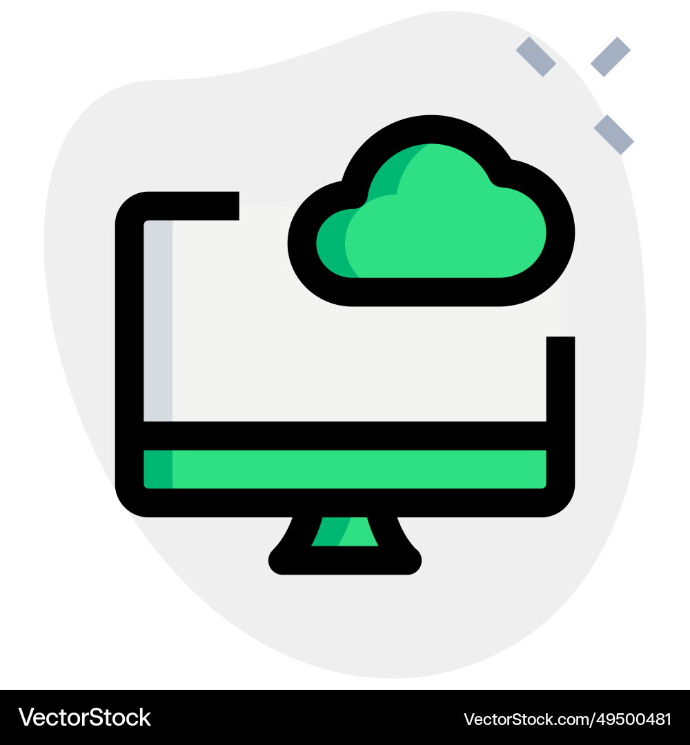 Desktop linked to cloud for data storage vector image