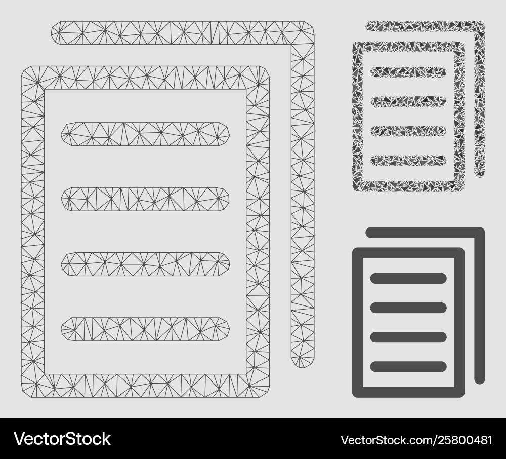 Document pages mesh wire frame model Document pages mesh wire frame model vector image