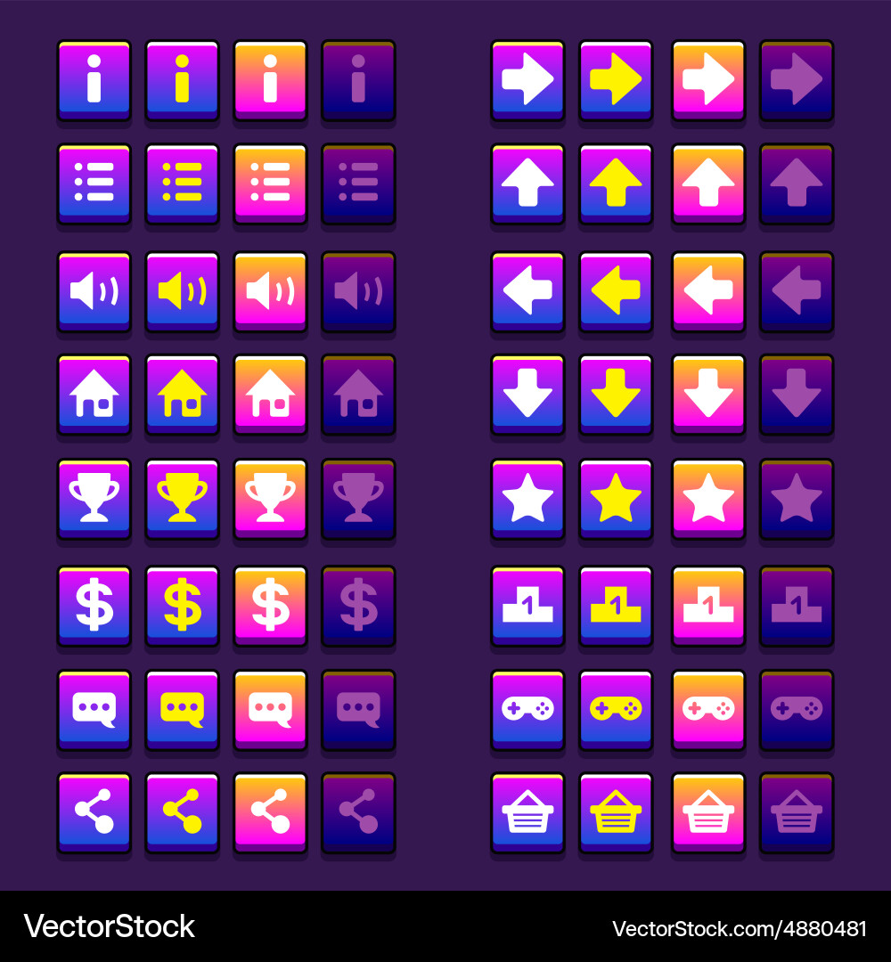 Game UI Icons - Buttons & Interface vector image
