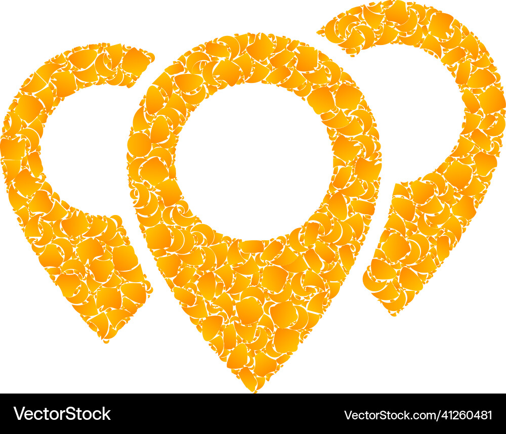 Gold map pointers mosaic icon vector image