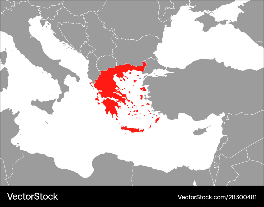 Greece map on gray base Greece map on gray base vector image