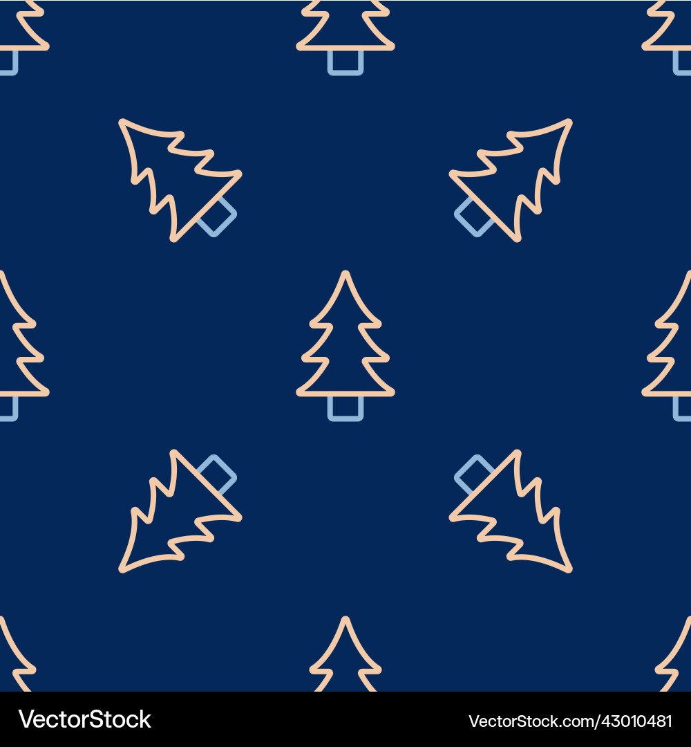 Line tree icon isolated seamless pattern on blue Line tree icon isolated seamless pattern on blue Vector Image