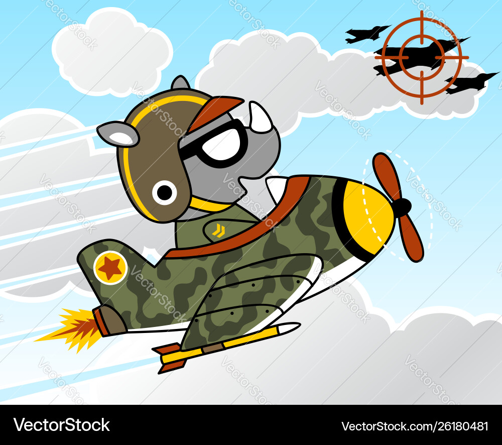 Lustiger Pilotkarikatur auf Militärflugzeug Lustiger Pilotkarikatur auf Militärflugzeug vektorbild