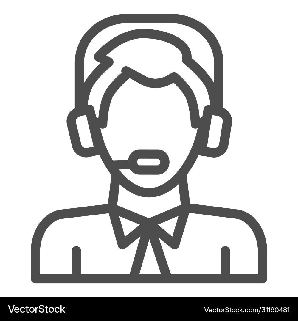 Man with headphones and microphone line icon Vector Image