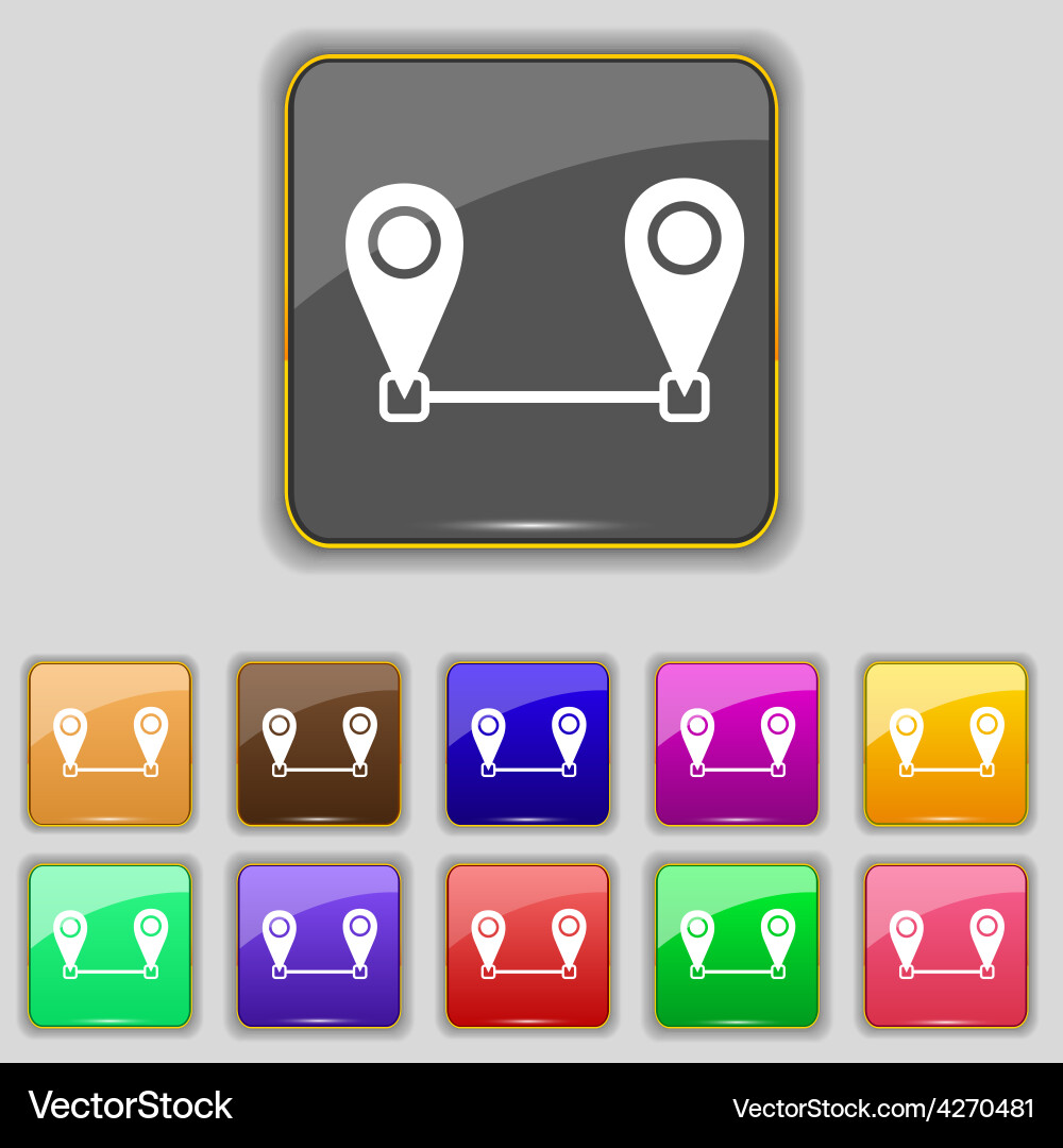 Map pointer icon sign set with eleven colored vector image