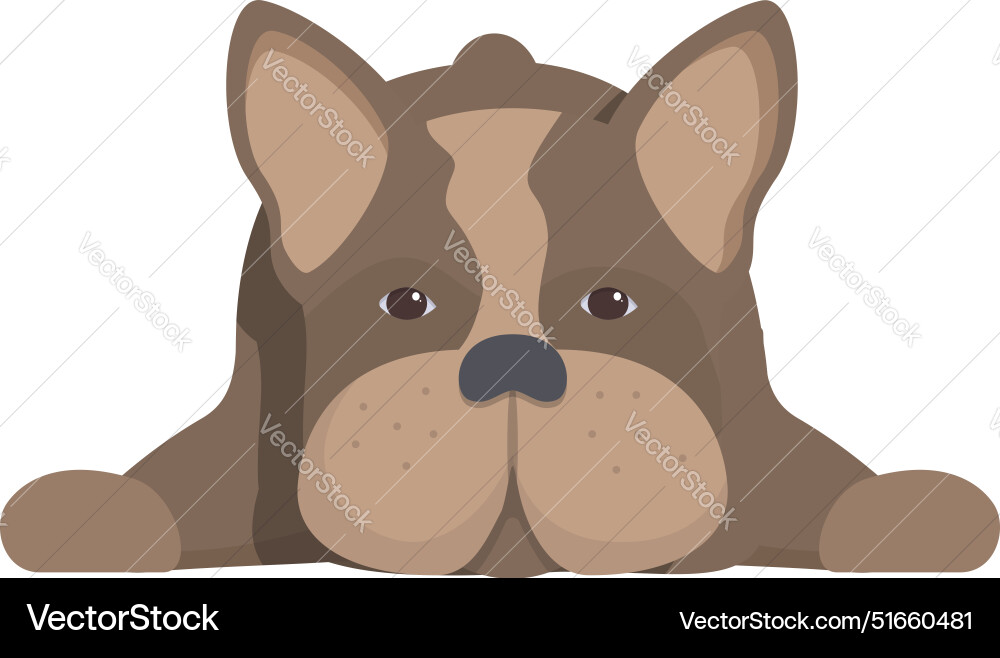 Niedlicher französischer Bulldogge der nach unten lügt und überseht Niedlicher französischer Bulldogge der nach unten lügt und überseht vektorbild