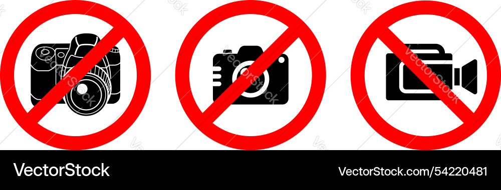 No Photography/Filming Signs Vector Image