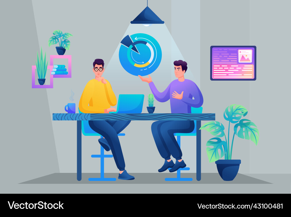 Programmer communicates with an investor Programmer communicates with an investor vector image