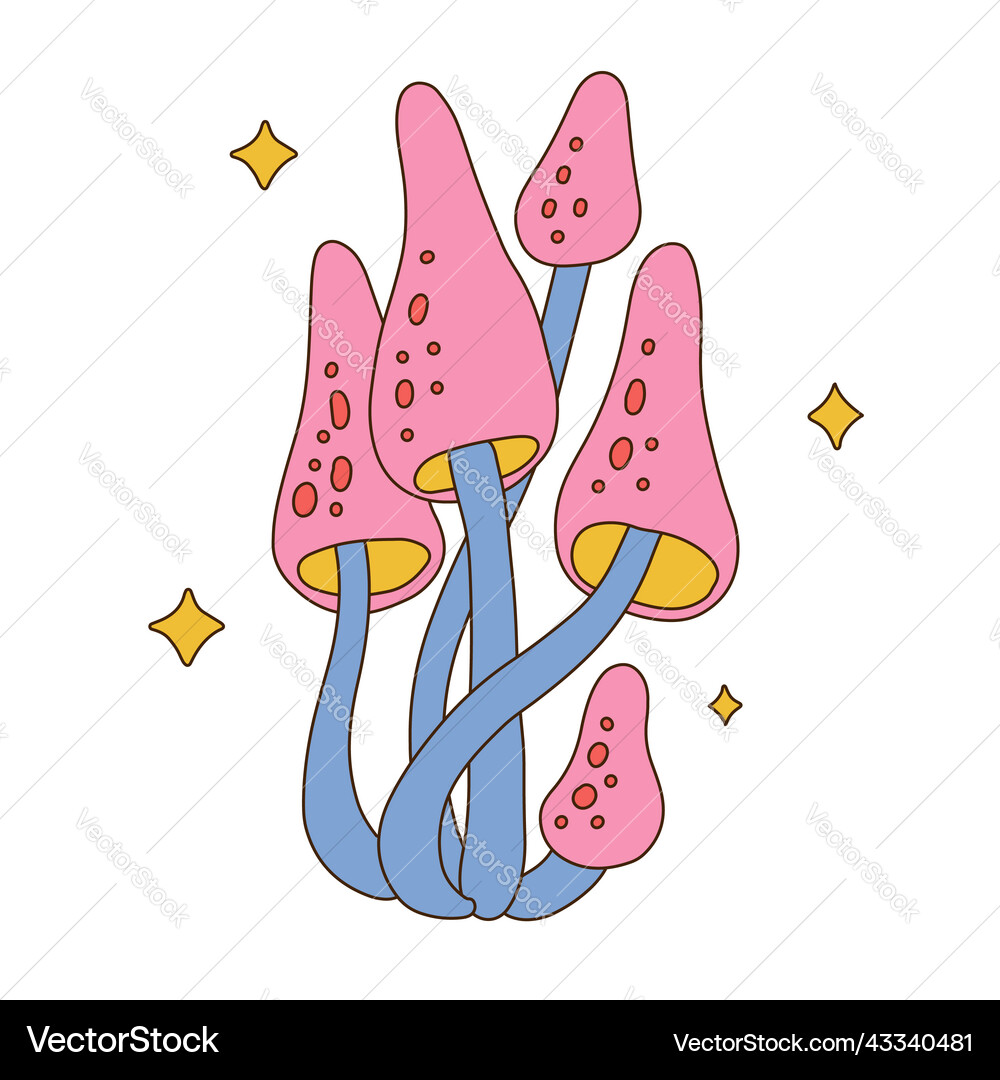Psychedelic Mushroom Bunch Vector Image