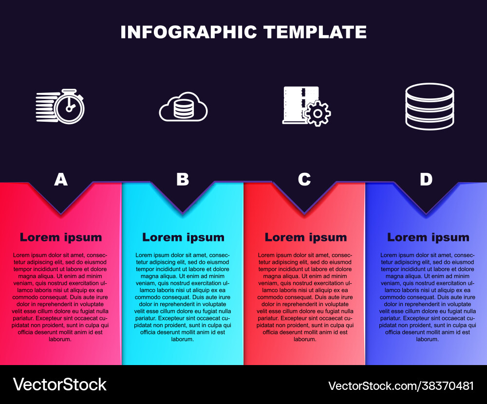 Set line stopwatch cloud database server setting Vector Image