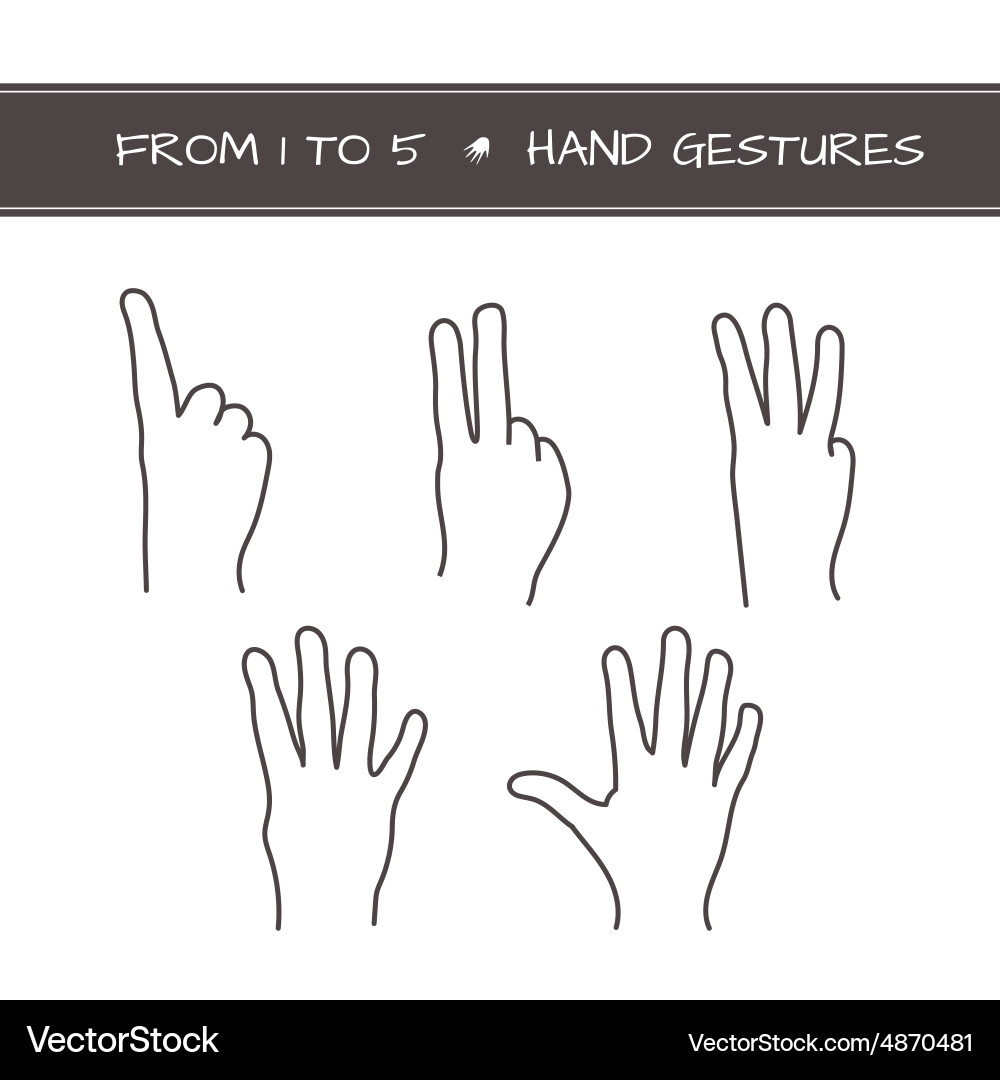 Set of isolated sketches hands with count from Vector Image