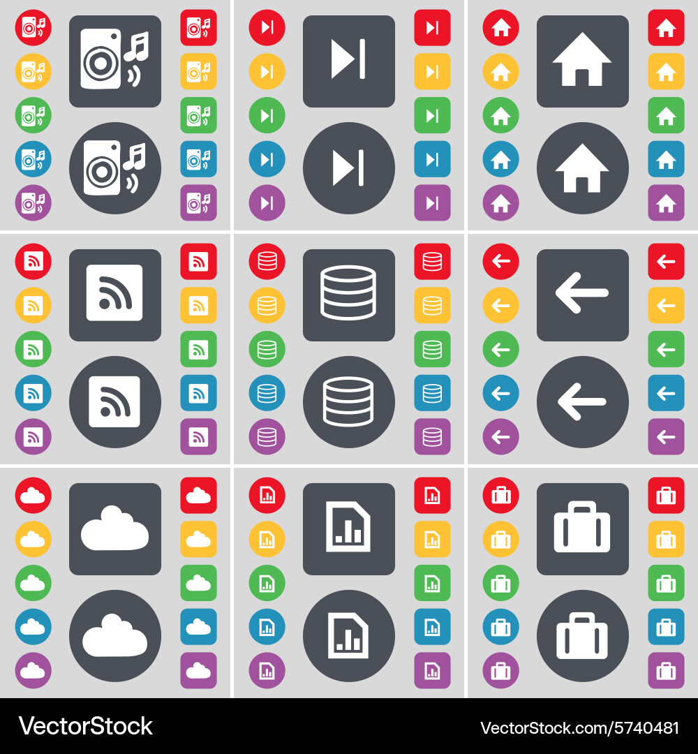 Speaker media skip house rss database arrow left vector image