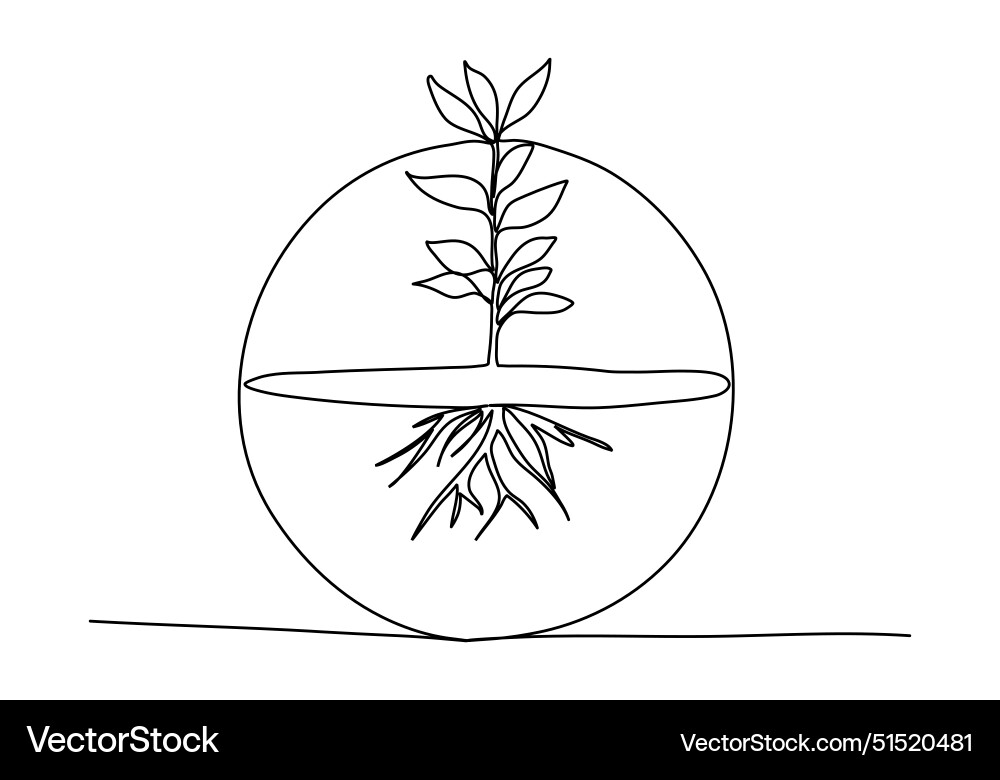 Tree in a drop of water one line drawing Tree in a drop of water one line drawing Vector Image
