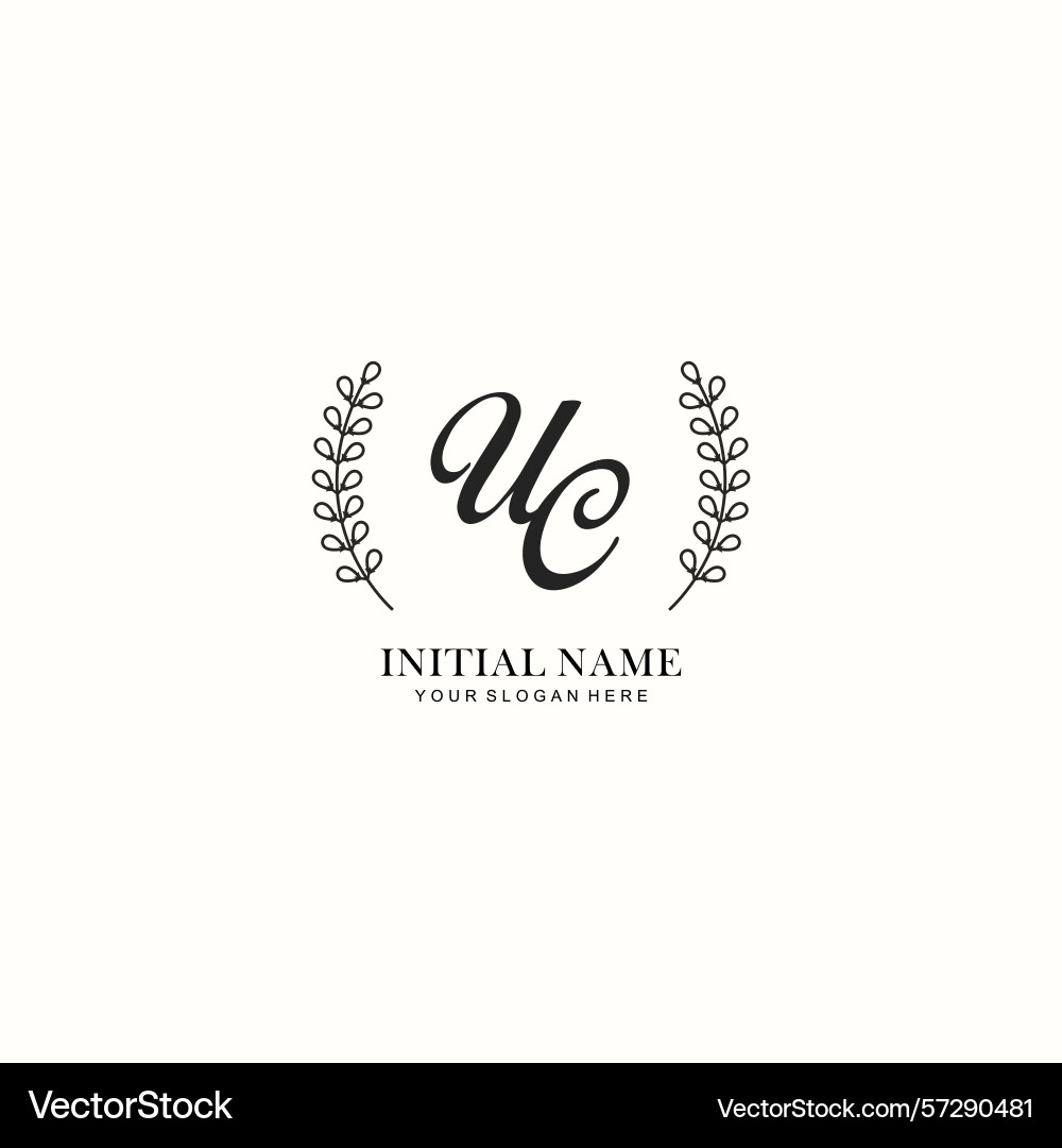 Uc initial logo templates with botanical elements Uc initial logo templates with botanical elements vector image