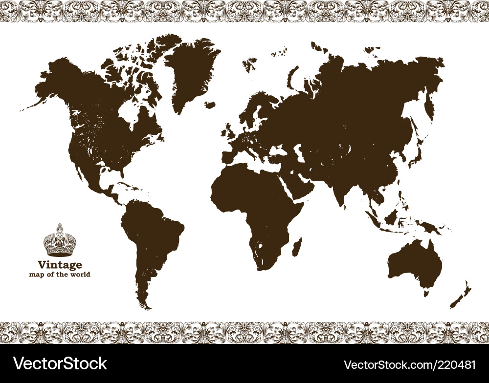 Vintage World Map Vector Image