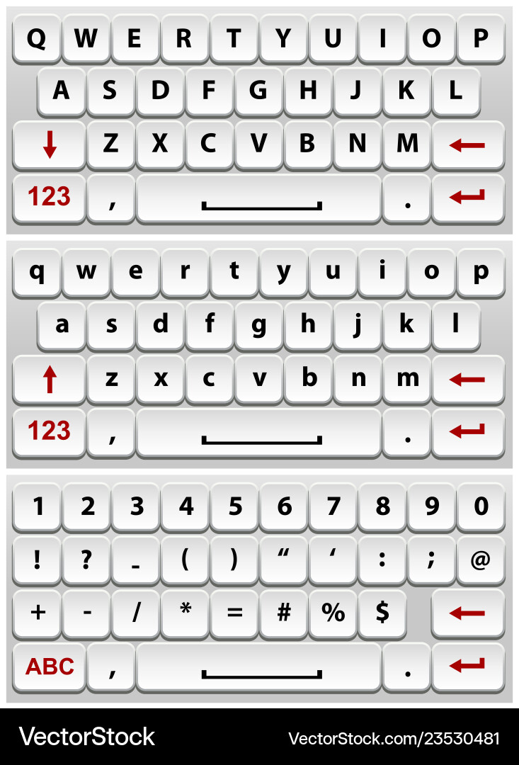 White virtual keyboard for a smartphone White virtual keyboard for a smartphone vector image