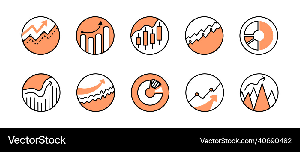 A set of icons for graphs and diagrams A set of icons for graphs and diagrams vector image