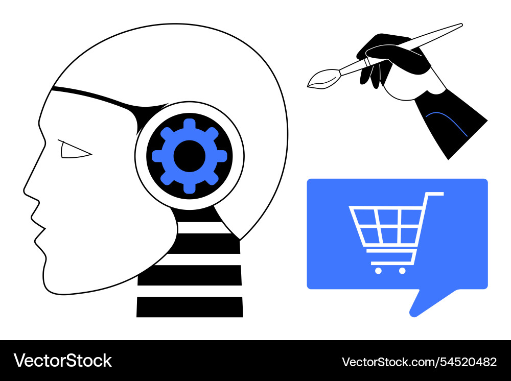 Artificial intelligence concept with robot head Artificial intelligence concept with robot head vector image
