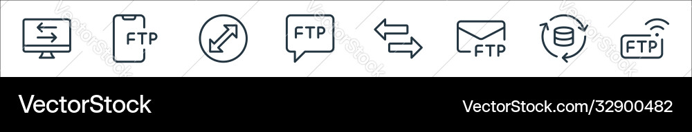 Data transfer line icons linear set quality Data transfer line icons linear set quality vector image