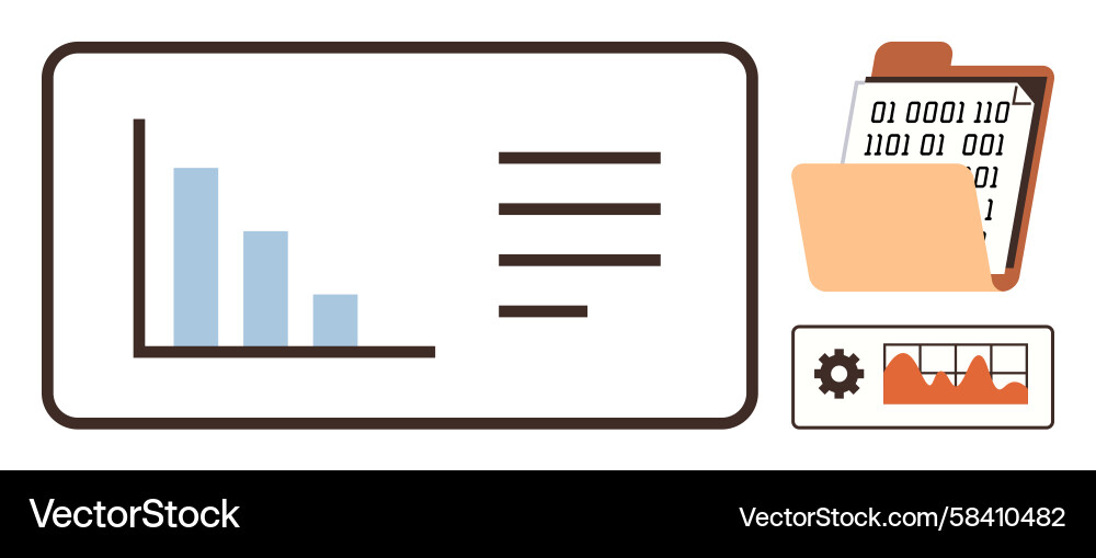 Datenanalyse mit Binary Chart Vektorbild