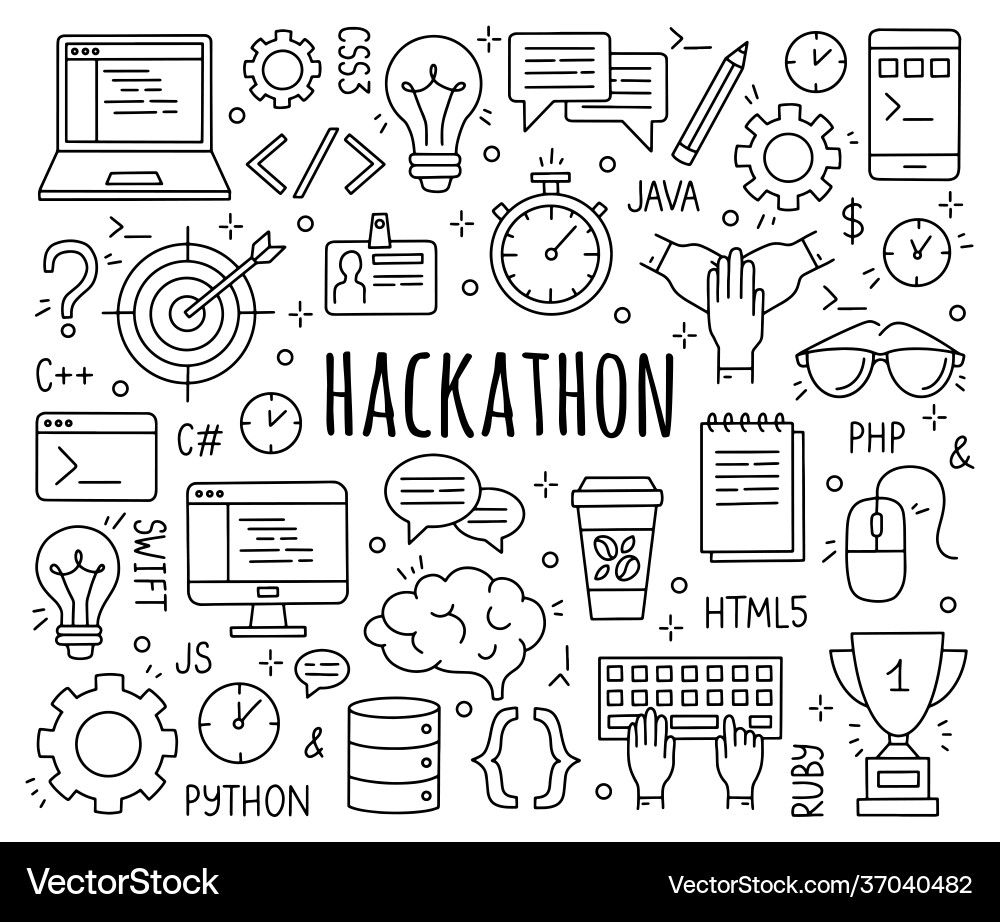 Developer Hackathon & Datathon Icons vector image