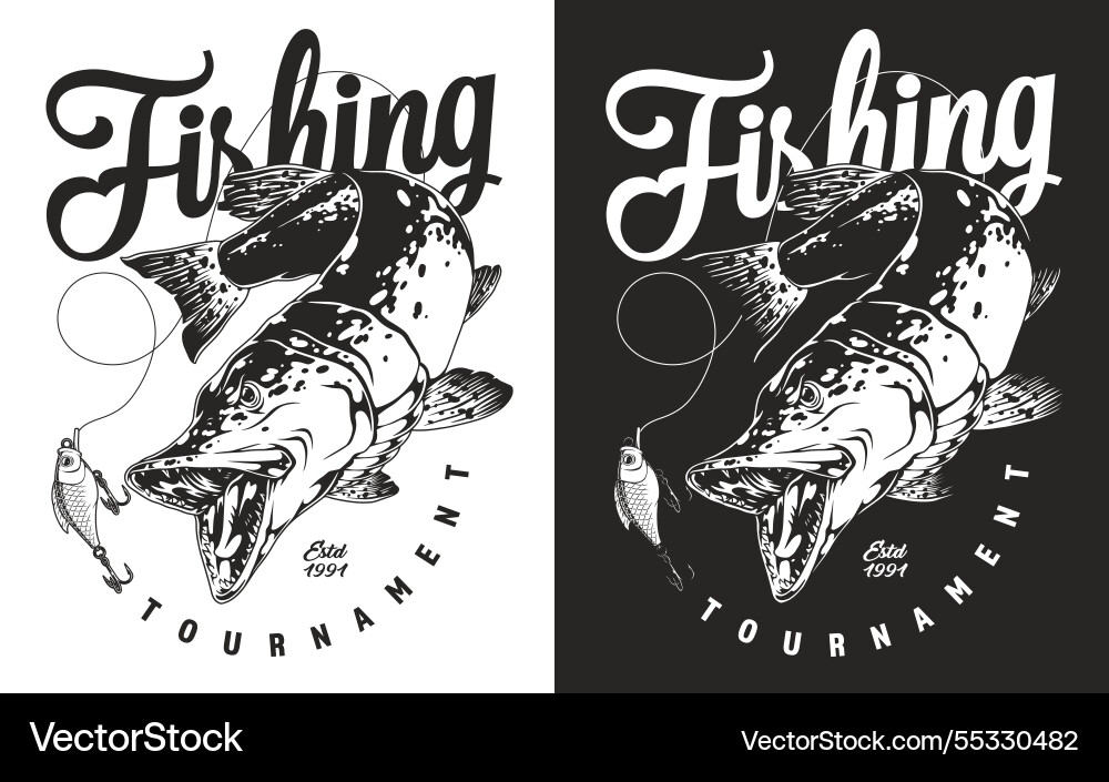 Exciting fishing tournament with a fish Exciting fishing tournament with a fish vector image