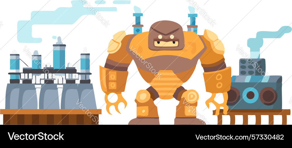 Factory automation with industrial robot vector image