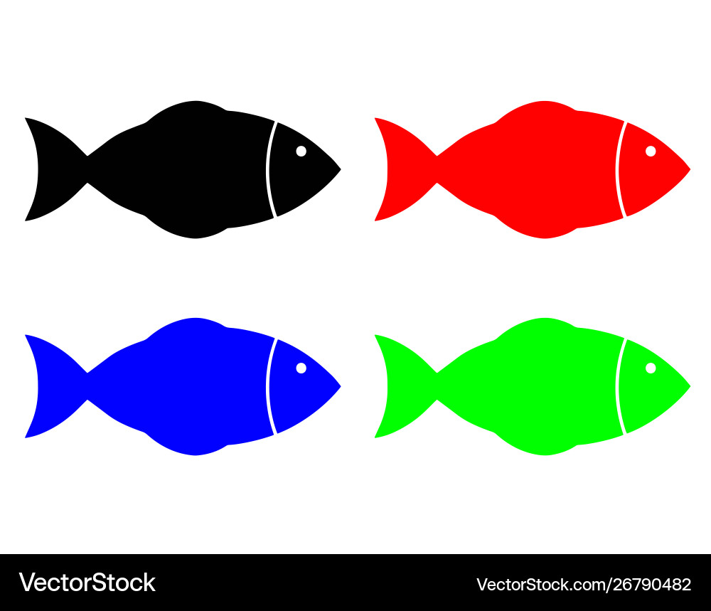 Fish in multiple colors set vector image