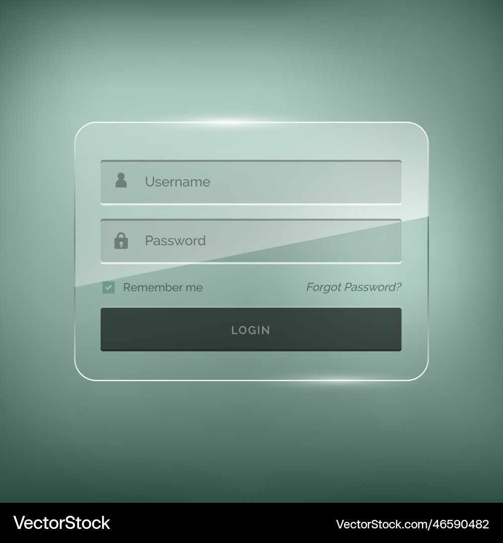 Glossy stylish login form design with username Glossy stylish login form design with username vector image