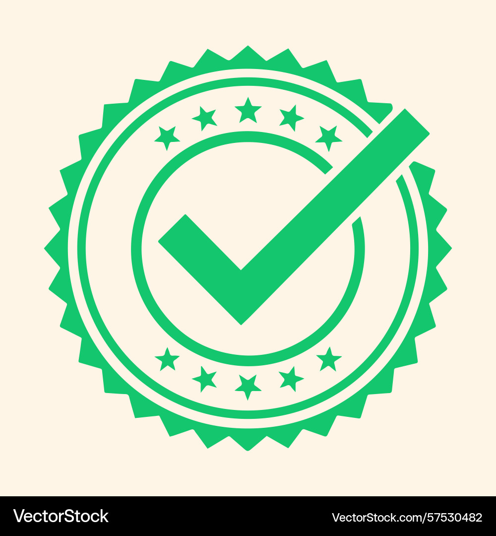 Green checkmark seal for approval and validation Vector Image