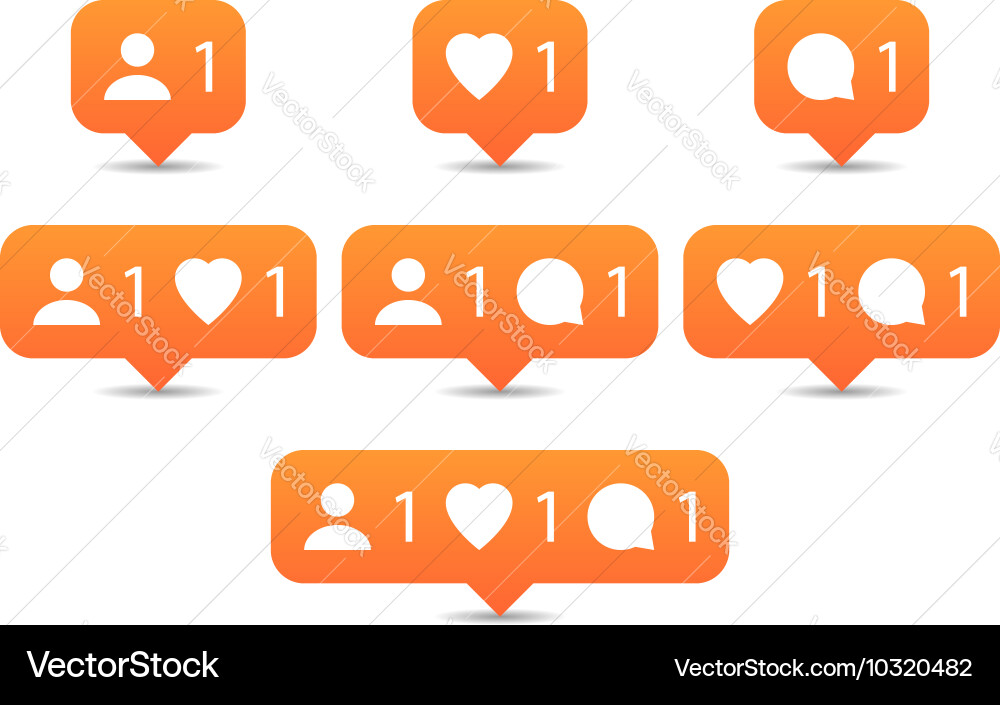 Like follow comment icons in flat style Vector Image