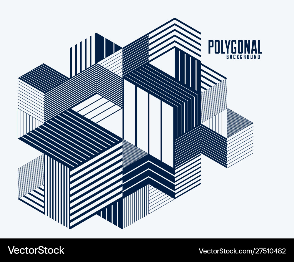 Line design 3d cubes and triangles abstract Line design 3d cubes and triangles abstract vector image