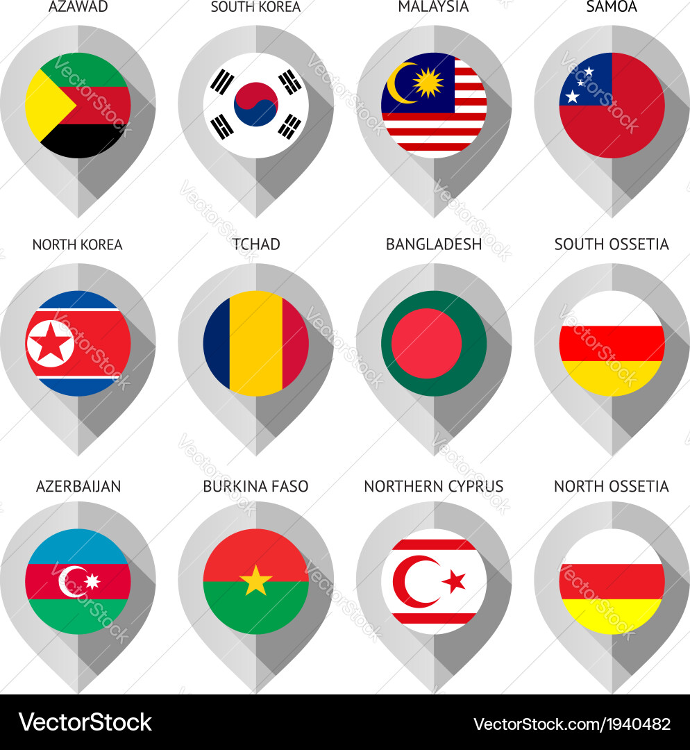 Marker from paper with flag for map vector image