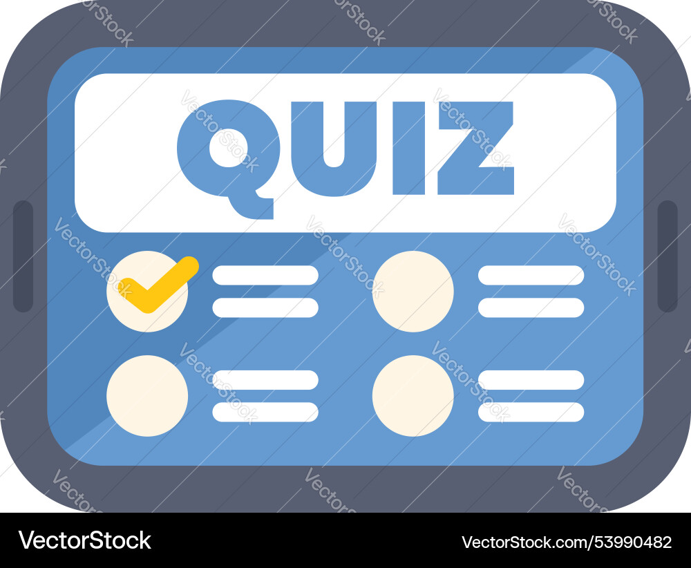 Online quiz app displaying on a mobile phone Online quiz app displaying on a mobile phone vector image