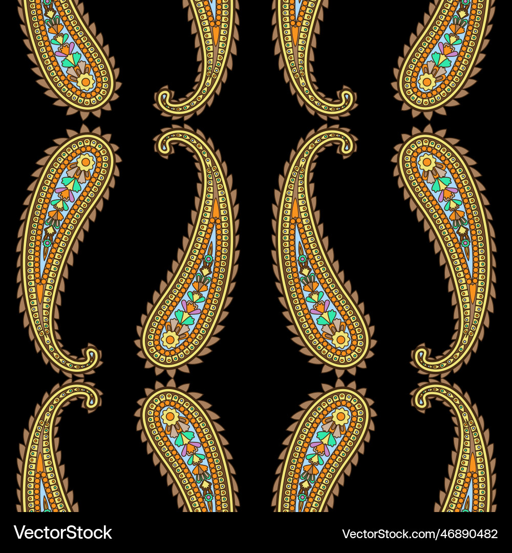 Paisley ethnic floral hand drawn seamless pattern Paisley ethnic floral hand drawn seamless pattern vector image