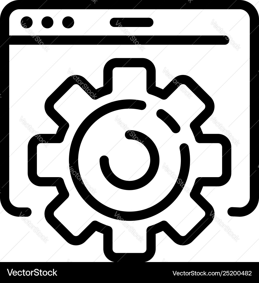 Program window gear icon outline style Program window gear icon outline style vector image