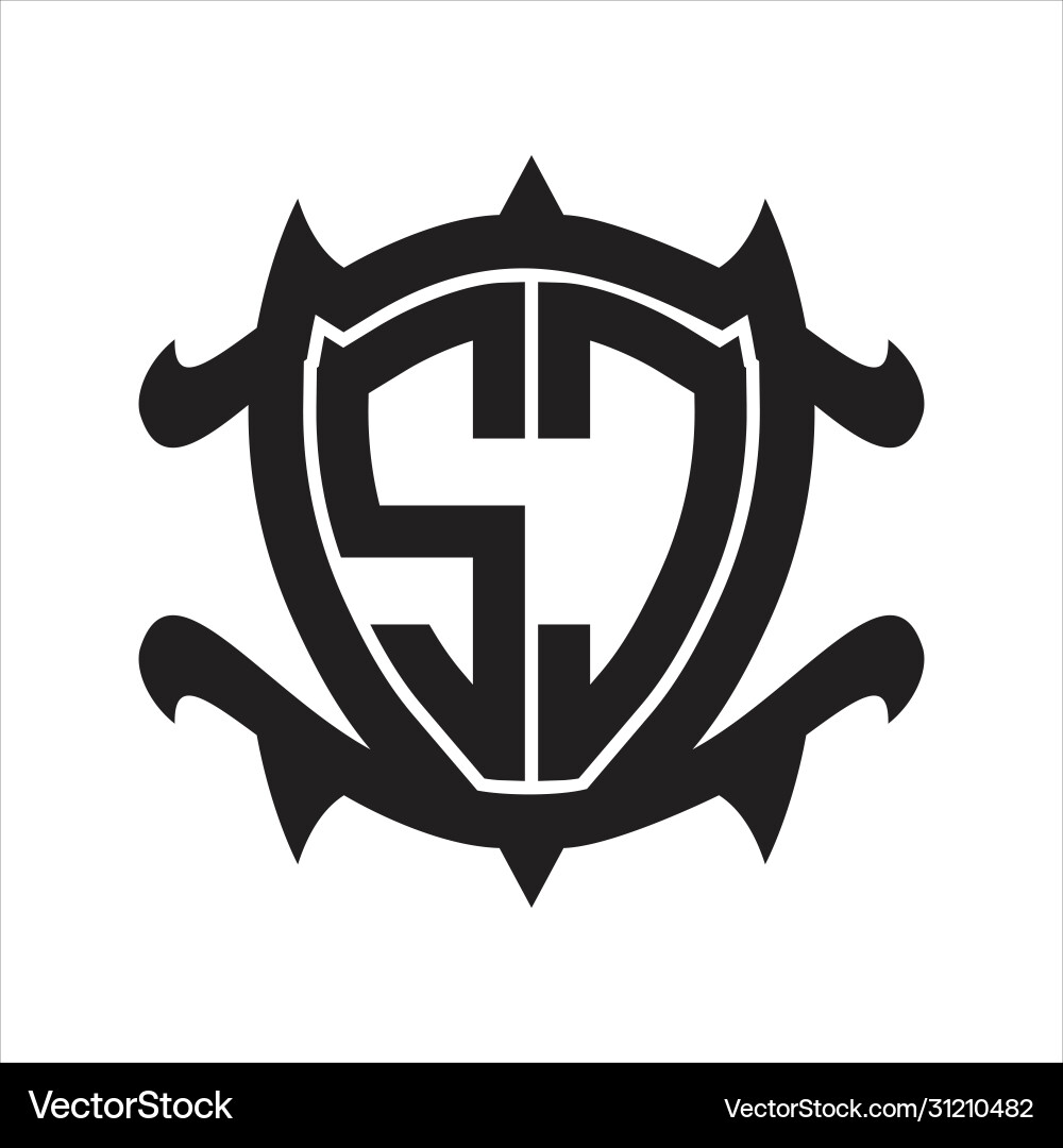 Sc logo monogram isolated with frame shield shape vector image
