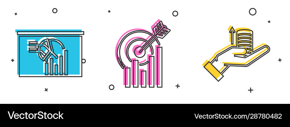 Set board with graph chart target Vector Image