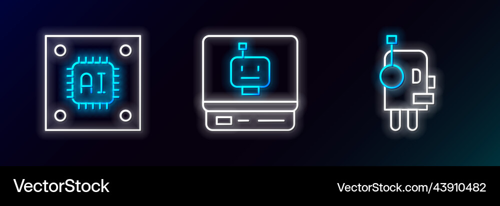 Set line robot processor with microcircuits cpu Set line robot processor with microcircuits cpu vector image