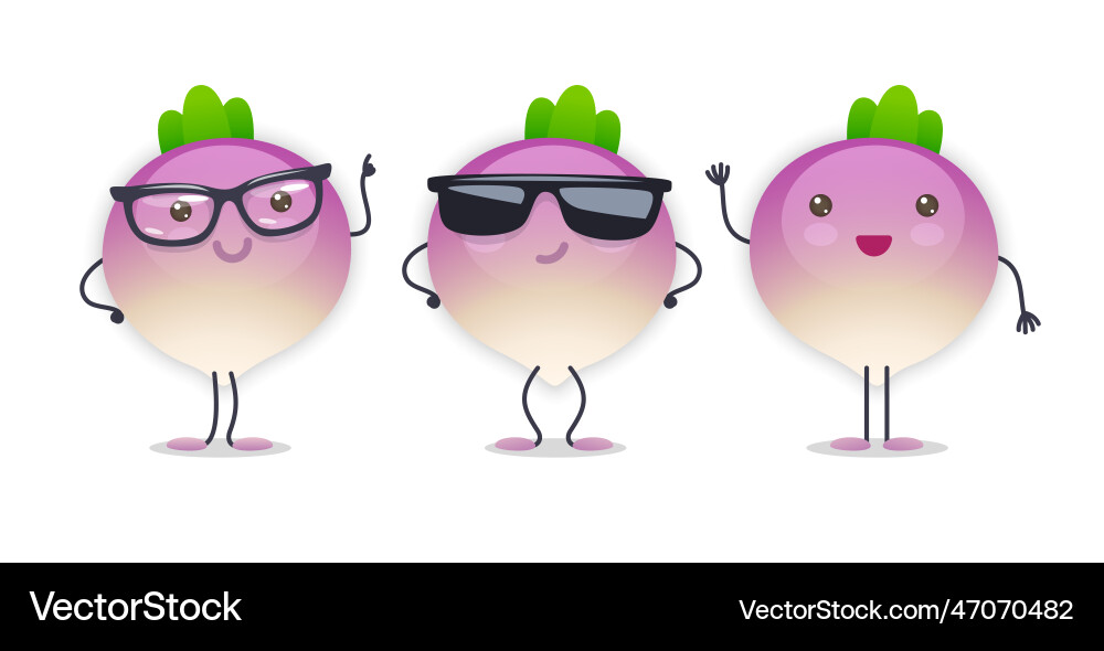 Turnip character with various face expressions Turnip character with various face expressions vector image
